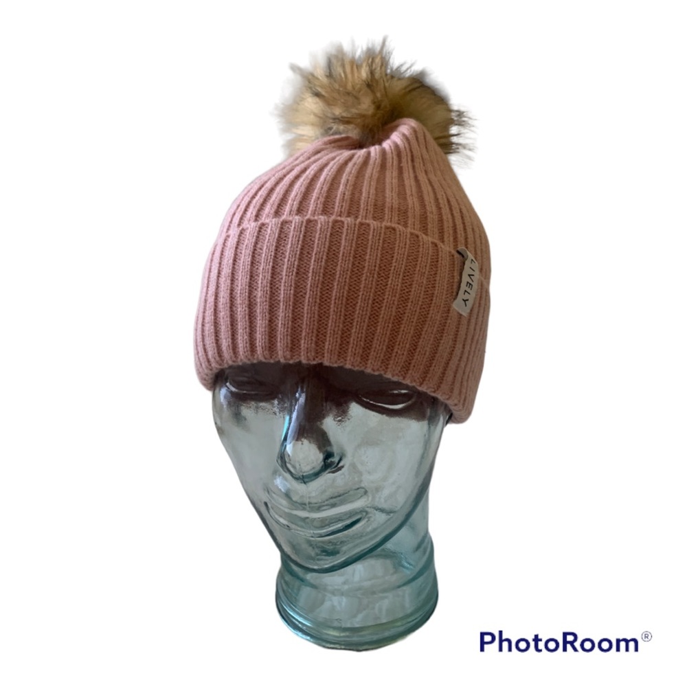 LIVELY Dusty Pink Pom Beanie